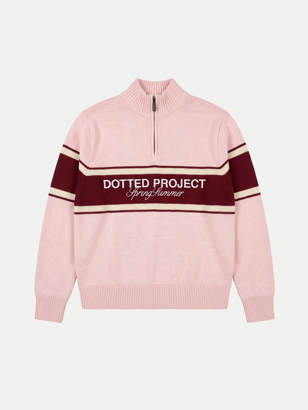 Knitted Half-zip Pink